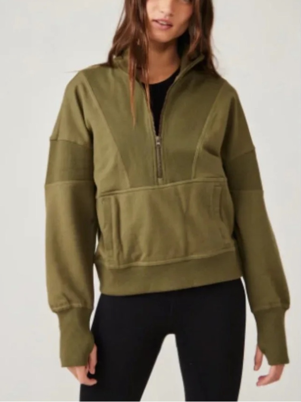 Free People FP Movement Adeline Pullover in Seagrass Green
